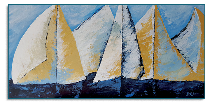 Boats in the Harbor Knife Painting